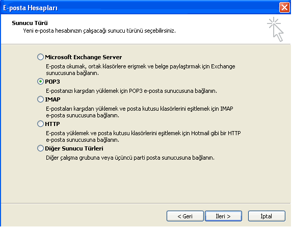 Outlook 2003 E-Posta Hesap Ayarlar